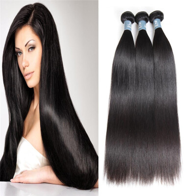 

Brazlian Straight Hair 3 Bundles 100% Unprocessed Virgin Human Hair Weft Extensions Natural Color