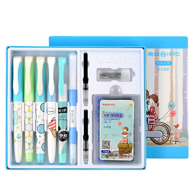 

Hero HERO cartoon positive posture student pen ink pen plastic rod 6 sticks men