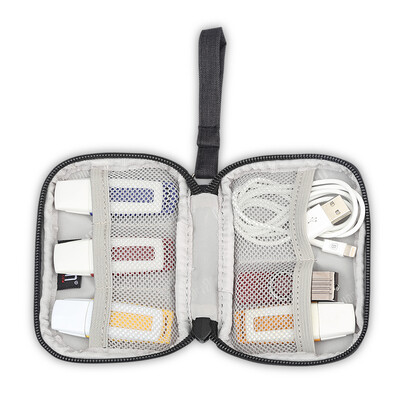 

BUBM QYR data cable storage bag headset storage box U shield U disk network wallet mini portable compact black single layer