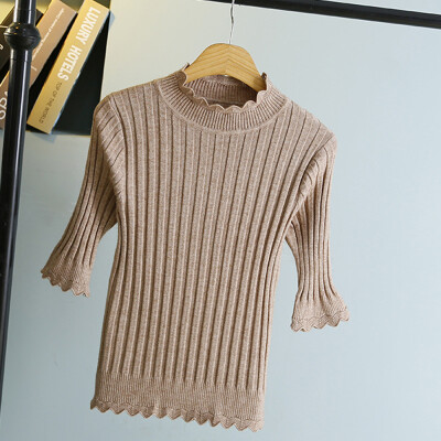 

Women High Collar Sweaters Slim Warm Bottoming Sweater Knitted Pullover