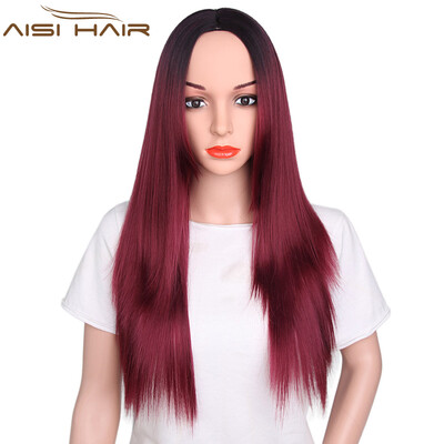 

Synthetic 7 Color Ombre Wigs for Black Women Long Straight Cosplay Grey Hair
