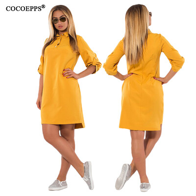 

COCOEPPS Autumn Winter New women Dresses Casual Plus Size Loose Ladies Office Dress Big Size Three Quarter Blue Vestidos 5XL 6XL