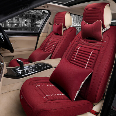 

Purple wind chimes four seasons universal car seat cushion imitation linen full surrounded by four seasons pad car seat cushion magotan Bora sylphy yue hafu emperor BMW Audi A09 wine red comfort version