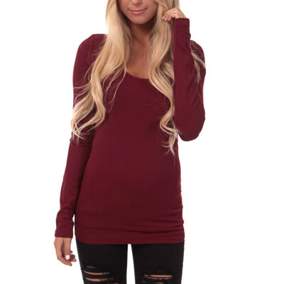 

Round Neck Pure Color Thin T-shirt