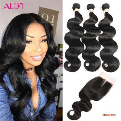 

Brazilian Hair Body Wave 7A 3pcs Human Hair bundles With closure Natural Black