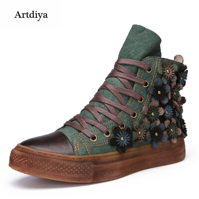 

Artdiya 2017 Autumn&Winter New Genuine Leather High Skateboard Shoes Women Boots Retro Flat Casual Ankle Boots 388-106