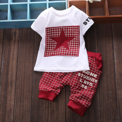 

Summer Baby Boys Clothes Casual Cotton Lovely Short Sleeve Shirt + Pant Infant Newborn Baby Suit Children Clothing