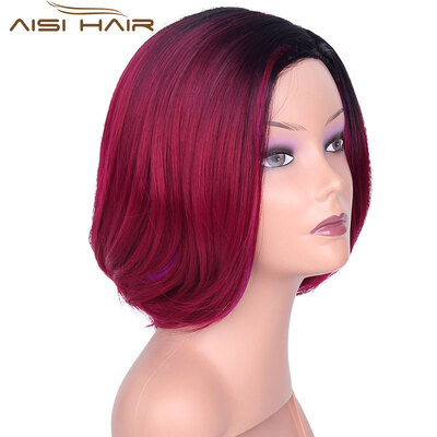 

AISI HAIR Короткие парики для женщин 12 "Синтетические прямыеломбер   Вино красные волосы