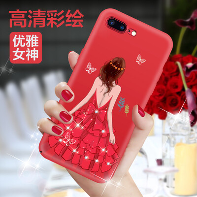 

Mo Fan apple 7plus 8plus mobile phone case protective sleeve all-inclusive edge drop hard shell 3D three-dimensional relief painting creative female models Hong Yue Applies to iphone7plus 55 inches