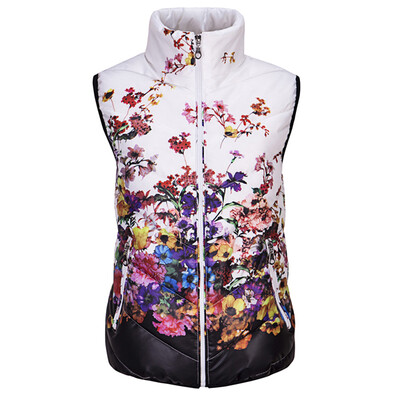 

2017 Winter women's vest Cotton Down Printed Flowers Women Sleeveless Jacket Vest Coat Female Plus size 5XL feminine coat