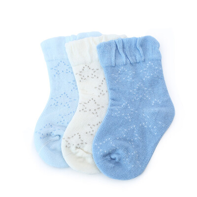 

Cotton Age PurCotton Spring&summer infant stars thin jacquard socks 95cm blue semi-bleach light blue 3 pairs bag