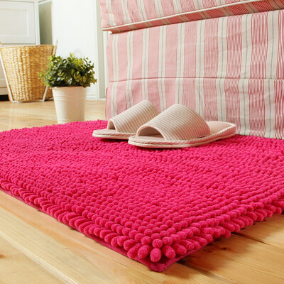 

FOOJO machine washable chenille water suction non-slip mats mattress bathroom 50 80cm rose
