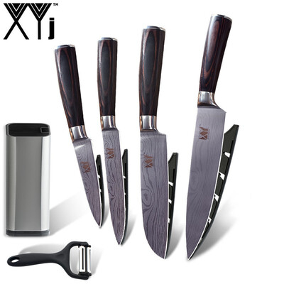 

XYj Stainless Steel Kitchen Cooking Knife Set Damascus Veins Blade Kitchen Knife Cooking Tools