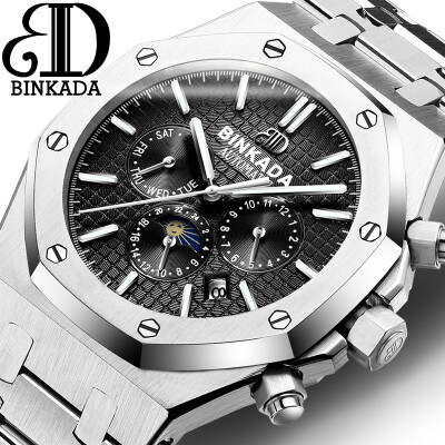 

2017 New Luxury Brand BINKADA Men Watch Stainless Steel Mechanical Watches Men Sports Wristwatch Relogio Masculino relogio