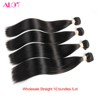 

Alot Hair Brazilian Straight Hair Weave 100g/Piece Human Hair Bundles Natural Color Wholesale 10 Pcs /Lot Virgin Hair 10-28 Inch