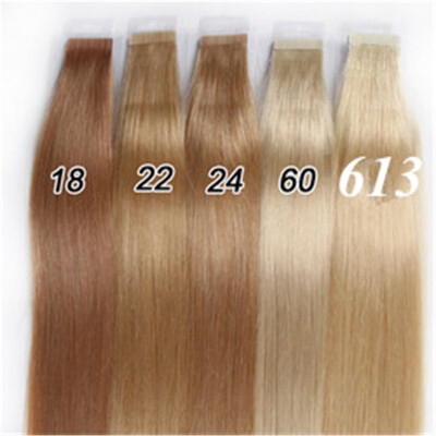 

Tape In Human Hair Extensions Natural Color #18 #22 #24 #60 #613 Brazilian Peruvian Indian Malaysian Skin Wefts Remy Hair 40g/lot