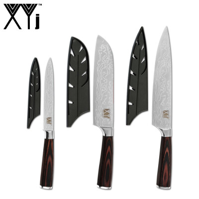 

XYj Kitchen Stainless Steel Knives Set Color Wood Handle 7CR17 Blade Chef Knife Kitchen Tools