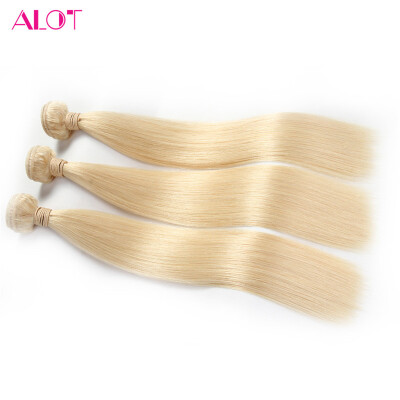 

Alot Hair Color 613 Light Blonde Straight Peruvian Virgin Hair 3 Bundles / Lot Straight Human Weaving