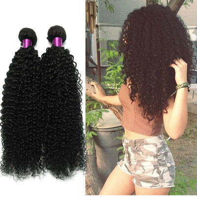 

Brazilian Curly Virgin Hair Wefts 4 Bundles Natural Black Brazilian Kinky Curly Hair Weaves 100% Unprocessed Virgin Human Hair