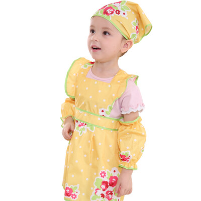

Hugmii children apron girls waterproof with cuff cover gown yellow