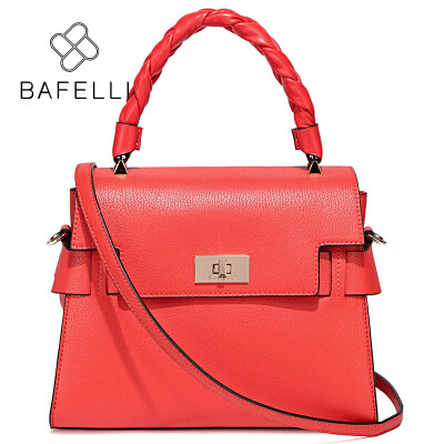 

BAFELLI autumn&winter new arrival split leather shoulder bag hand-woven handle bolsa feminina lady box handbags women bag