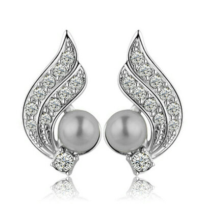 

Yoursfs® 18K White Gold Plated Love Wing Gray Pearl Earring Use Austrian Crystal Fashion Jewelry