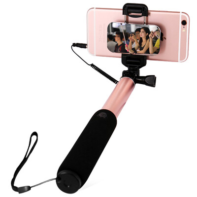 

Biya Zi (BIAZE) U27 wire-controlled Selfie bar rose gold rearview mirror telescopic self-stick small mirror self-timer for Apple / Samsung / millet / Huawei mobile phone