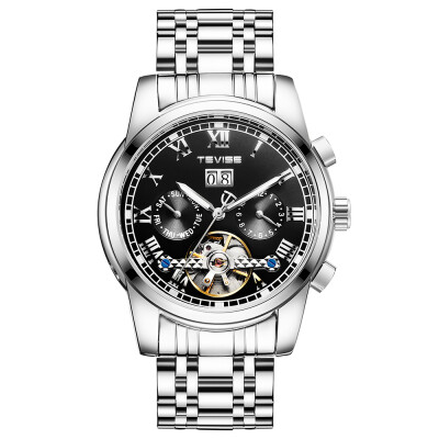 

TEVISE 9005 High-quality Skeleton Automatic Men Mechanical Watch Moon Phase Stainless Steel Clock Mens Business Men Wristwatches R