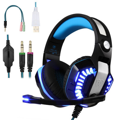 

Gaming Headset, Beexcellent Over-ear Stereo Bass Wired Hi-Fi Gaming Headphones USB&3.5mm Noise Reduction with Microphone & LED Lig