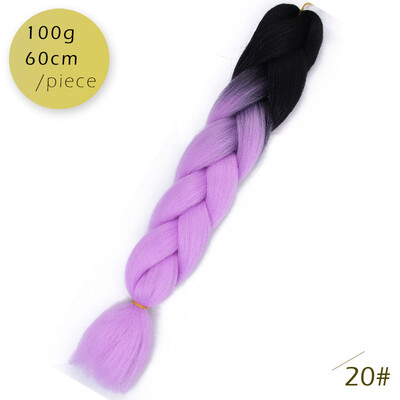 

AISI HAIR 100gpcs 24inch Kanekalon Jumbo Braids Hair Ombre Two Tone Colored Synthetic Hair for Dolls Crochet Hair
