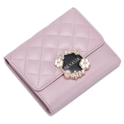

New Zealand NUCELLE wallet ladies short student change simple multi-function zipper wallet card package 586 pearly shell gold