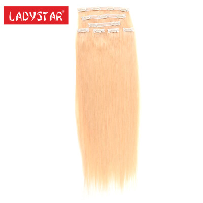

LADYSTAR Clip In Human Hair Extension Pure Colors Blonde 100% Remy Human Hair Clips Hair Extensions Remy 7 Pcs/lot 20" 22" 24"