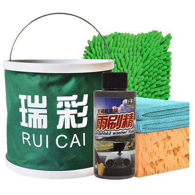 

Rui Cai car wash partner dusting set bucket coral gloves towel car wash sponge wiper fine car supplies