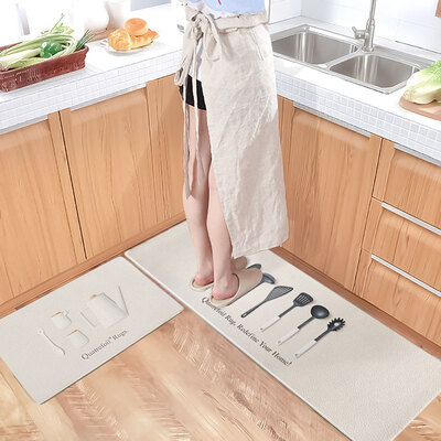 

QUATREFOIL Kitchen mat set Washable anti-slip mat Door mat 45 75cm 45 150cm