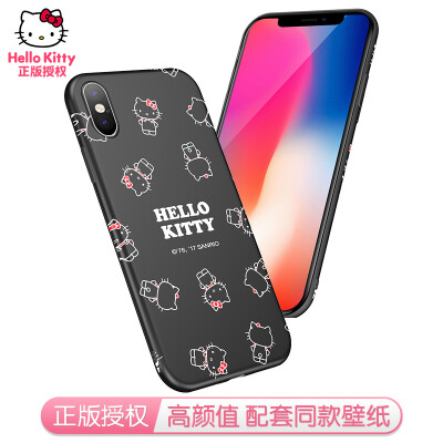 

Hello Kitty Apple, телефон оболочки Apple, iPhoneX 10 мультфильм все включено защитный рукав силикона мягкая оболочка Выдерживает падение мило Hello Kitty * Black Phantom