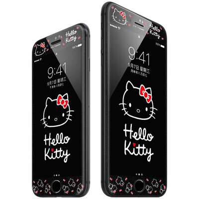 

Hello Kitty Apple 8 tempered film iPhone8 carbon fiber soft edge color film phone protection film Phantom of the Hello Kitty