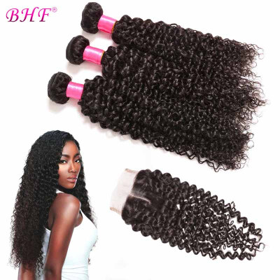 

Malaysian Curly Hair With Closure Kinky Curly Virgin Hair 3Pcs Bundles With Closure