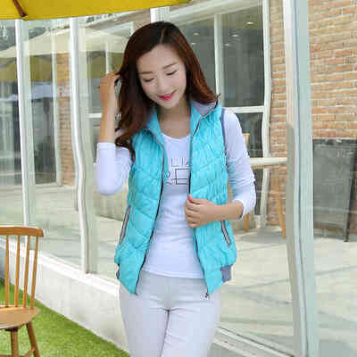 

2017 vest women waistcoat spring autumn jacket candy color collar cotton slim warm vest female outwear jackets