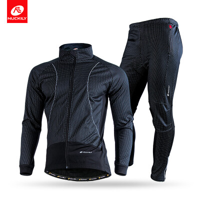 

NUCKILY Men's Winter Windproof Outdoor Clothing Breathable Polyester Cycling Sports jersey Suit