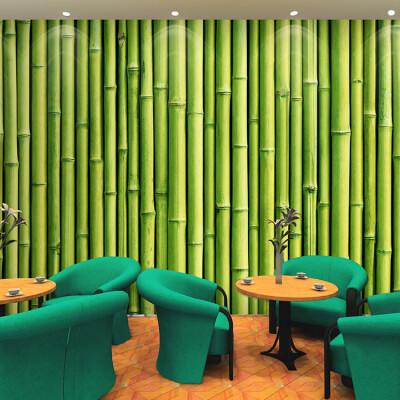 

Custom photo wallpaper 3D bamboo garden bamboo wallpaper Restaurant large green wallpaper mural