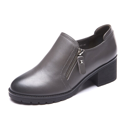 

Aokang Aokang single shoes simple side zip commuter rough with fashion shoes 165121071 gray 35 yards