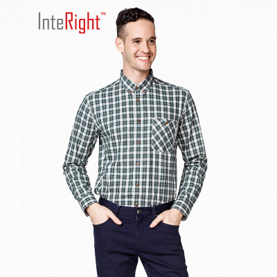 

INTERIGHT1 Wool Mens Elegant Check Flannel Shirt Lange 39 Yard