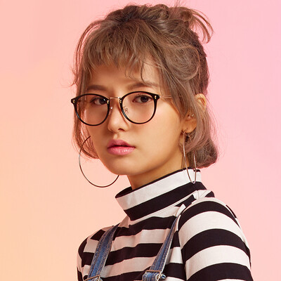 

Inmix AAGCPH416 New 2017 glasses myopia glasses frame female Korean version of the tide retro round face glasses frame glasses female bright black