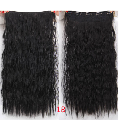 

Synthetic Long Wavy Women Black Brown 5 Clips in Hair Extension 22" 55 cm Heat Resistant