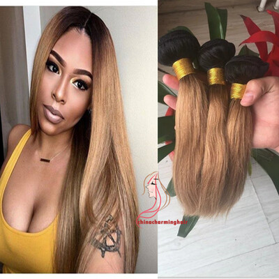 

Ombre Brazilian Hair Dark Blonde Color Hair Weft 1PCS T1B/27# Human Hair Bundles Non-Remy Hair Free Shipping