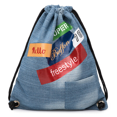 

Baifeng Drawstring Backpack Large Capacity Canvas Leisure Travel Womens Bag Badge Stitching