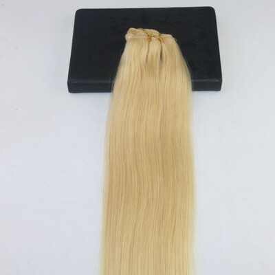 

Pure Color 613 7Pcs 120G Brazilian Remy Hair 14-24" Straight Hair Extensions Full Set Clip In Hair Extensions Free Shipping
