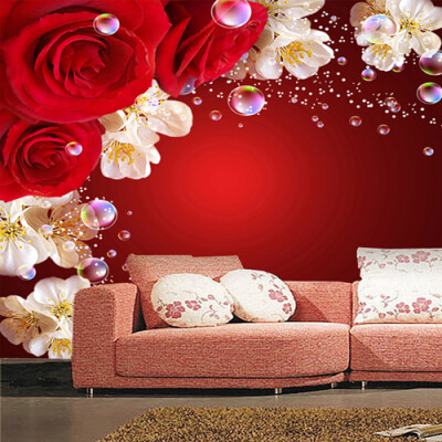 

Custom photo wallpaper Wallpaper mural bedroom sofa TV background wallpaper red rose non-woven wallpaper