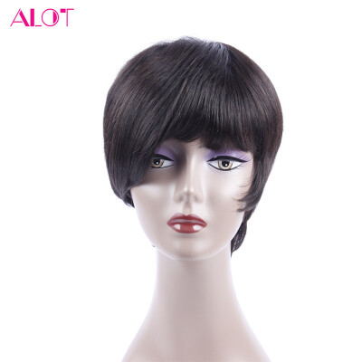 

ALOT 150 Density  Lace Human Hair Wigs Short Bob For Black Women With Baby Hair Pre Plucked Peruvian Virgin Hair