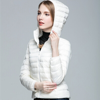 

Plus Size -3XL Ultra Light Winter Jacket 2017 Fashion Women Duck Down Coat Solid Color Hooded Zippers